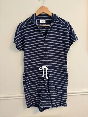 Marine Layer Navy & White Striped Terry Romper
